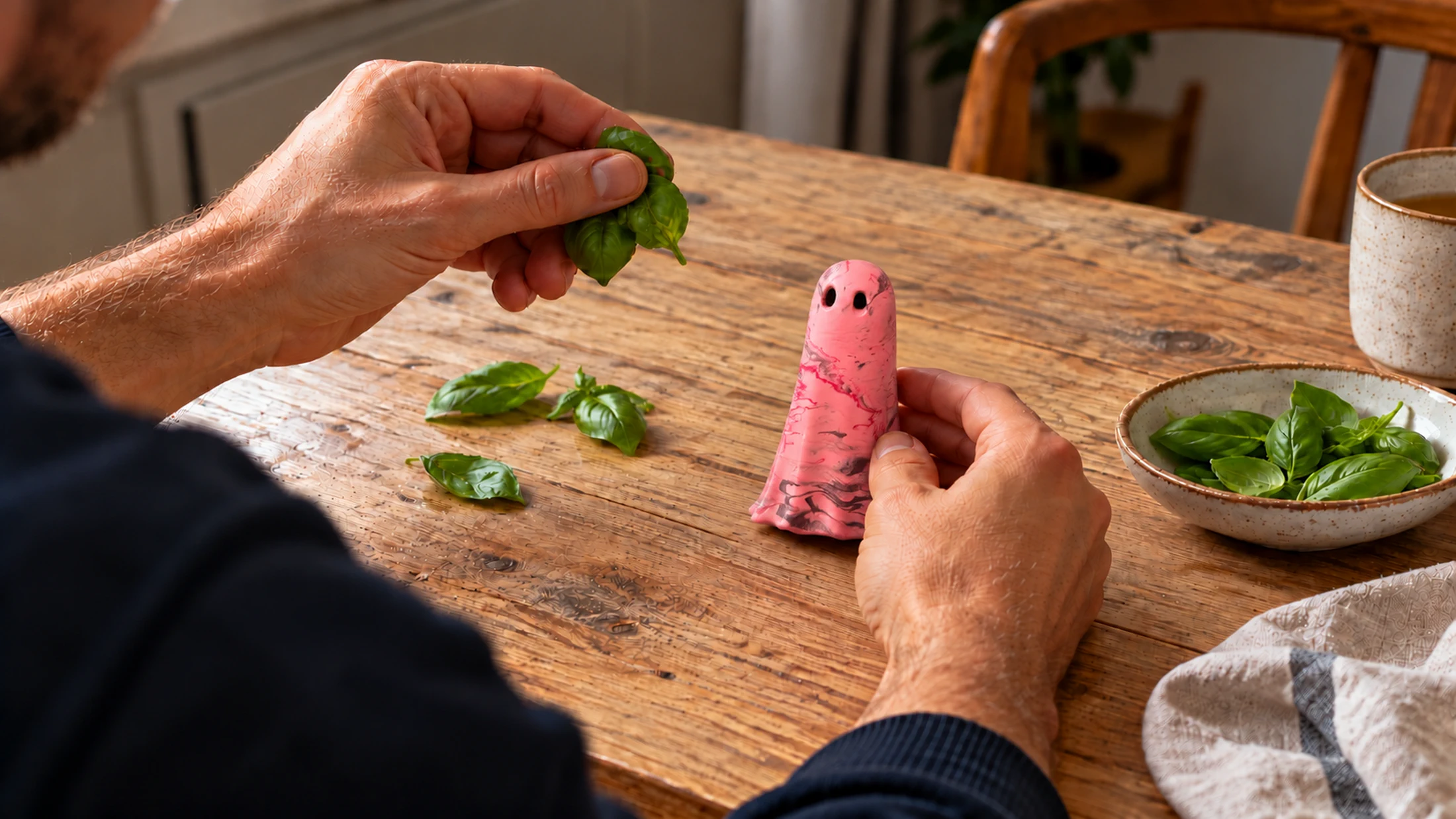 Devotion Haunt held during its love ritual with fresh basil for inviting love and emotional connection
