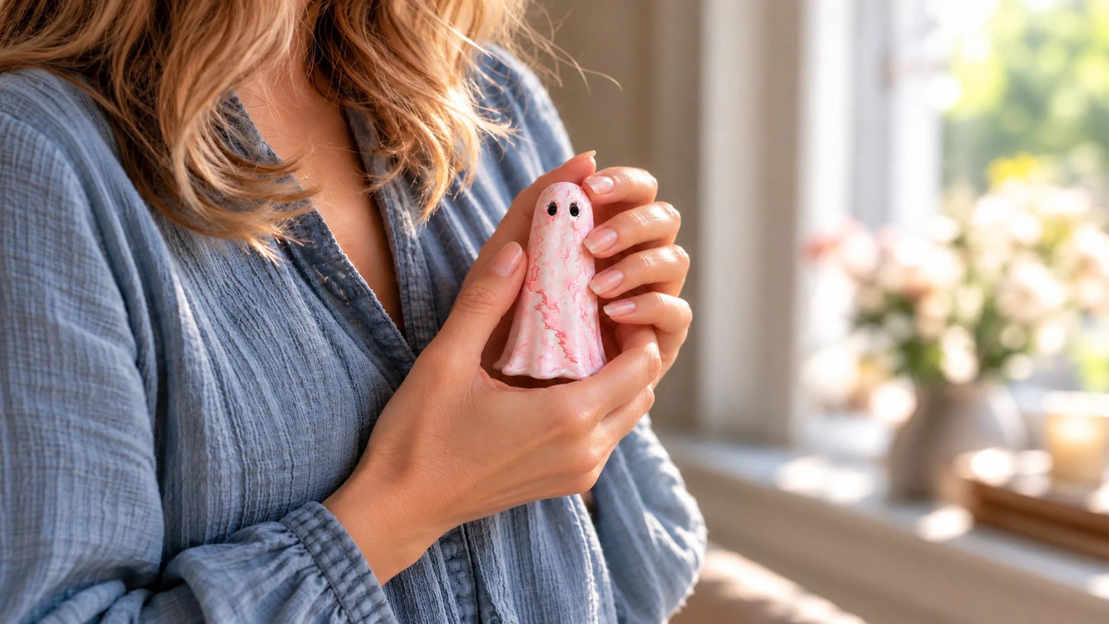 haunts-devotion-handmade-and-charged-in-hands Devotion Light Haunt handmade ghost figurine held close with intention for love, emotional connection and mutual affection