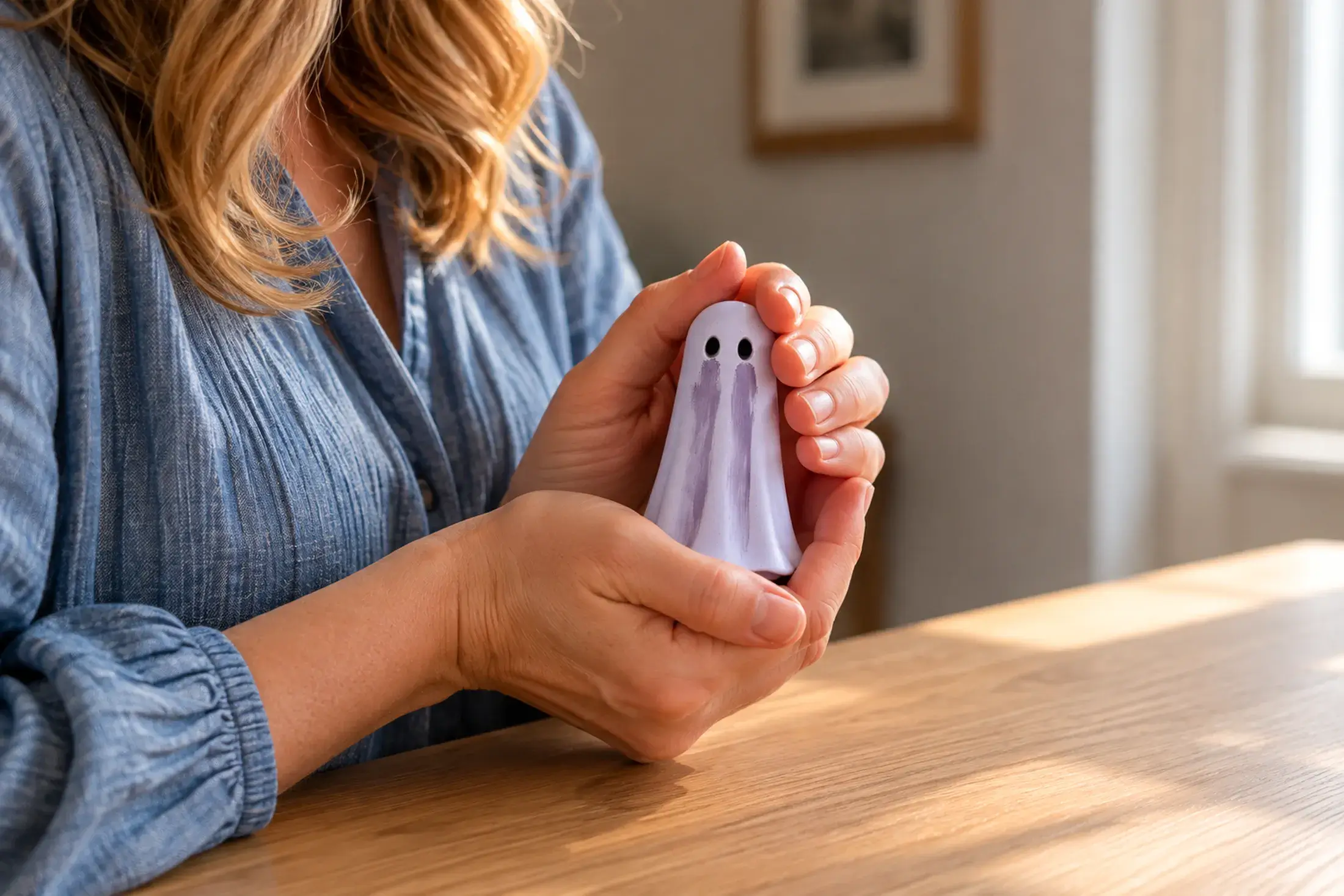haunts-requiem-handmade-and-charged Requiem Shadow Haunt handmade ghost figurine held with intention for remembrance, grief, unspoken words and releasing sorrow